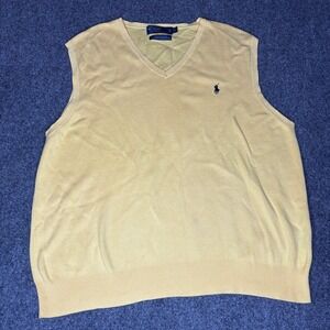 Vintage Polo Ralph Lauren Men's XL Yellow Pima Cotton Knit‎ Sweater Vest